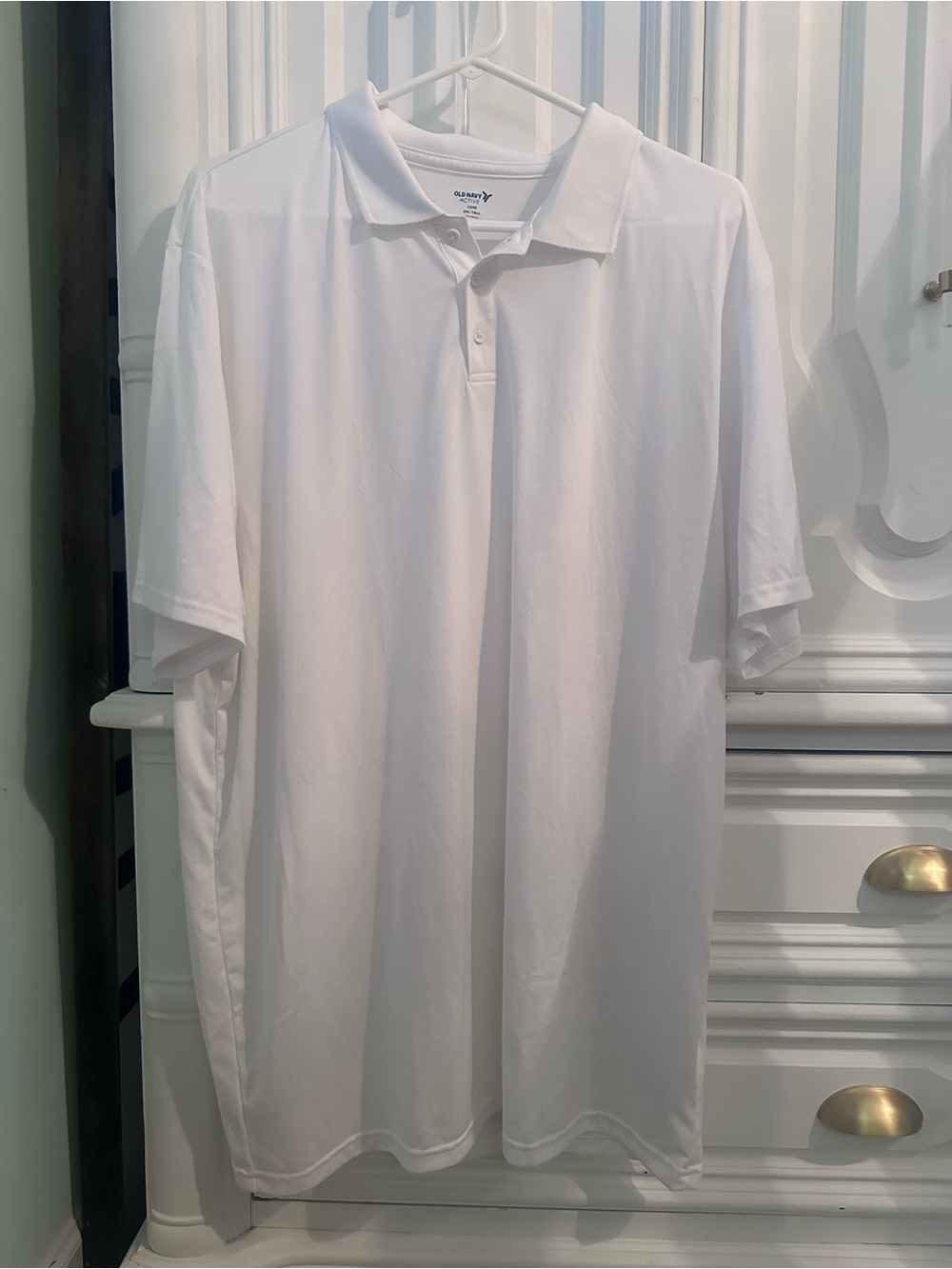 Old Navy White Men’s Polo Shirt - Clean Classic Active XXL TALL